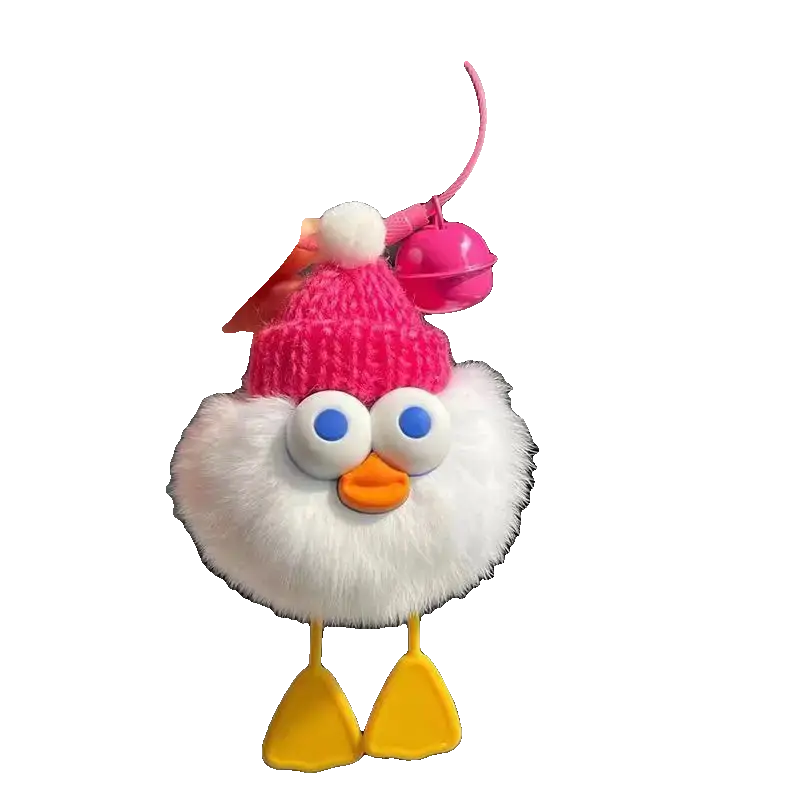 Cute Imitate Rex Rabbit Fur Little Duck Car Key Ring Pendant Charge Hub X
