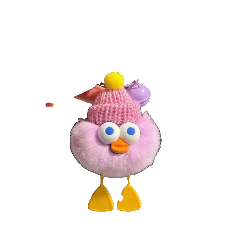 Cute Imitate Rex Rabbit Fur Little Duck Car Key Ring Pendant Charge Hub X