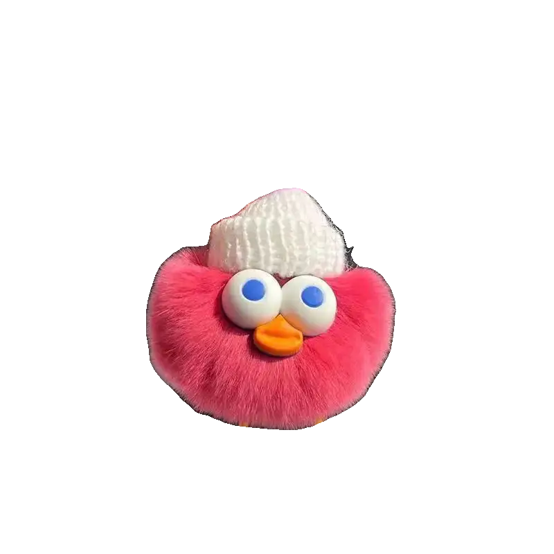 Cute Imitate Rex Rabbit Fur Little Duck Car Key Ring Pendant Charge Hub X