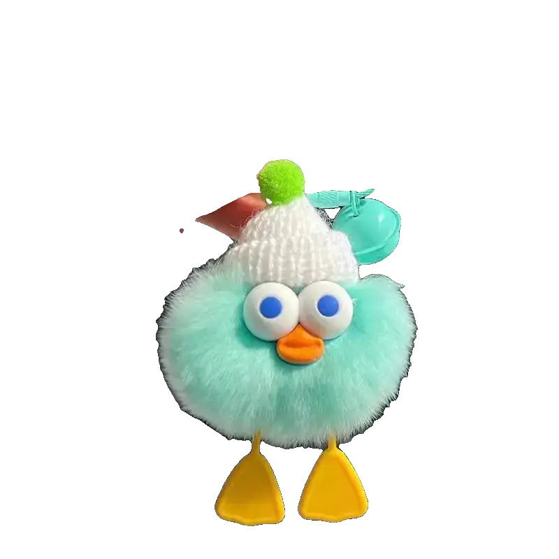 Cute Imitate Rex Rabbit Fur Little Duck Car Key Ring Pendant Charge Hub X