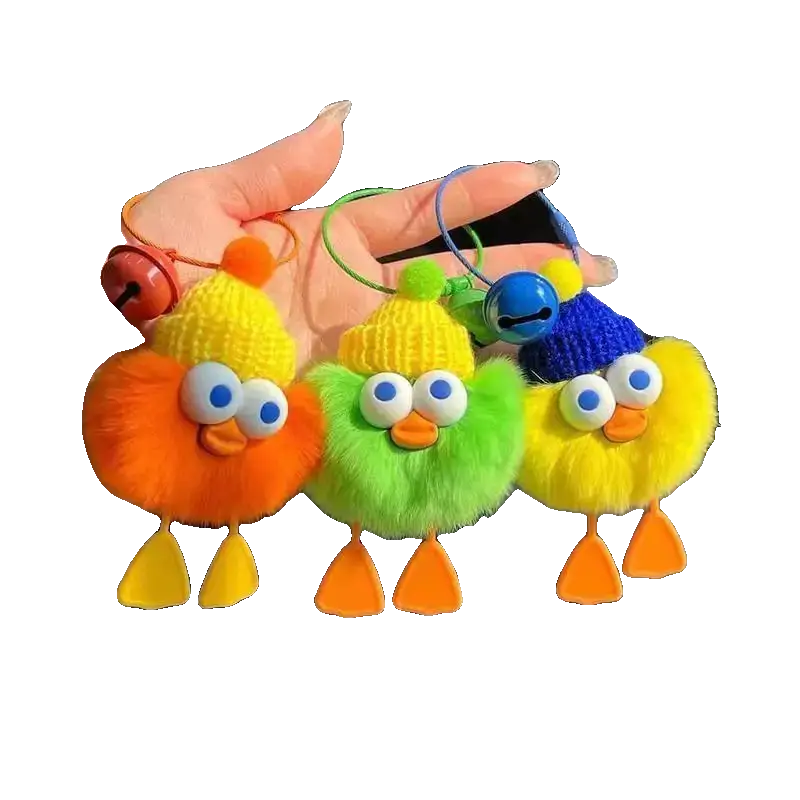 Cute Imitate Rex Rabbit Fur Little Duck Car Key Ring Pendant Charge Hub X