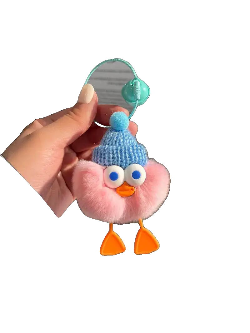 Cute Imitate Rex Rabbit Fur Little Duck Car Key Ring Pendant Charge Hub X
