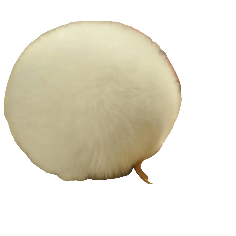 White fur ball keychain on a white background