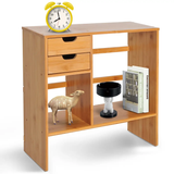 Desk Organiser Desktop Bookshelf 180 Degree Rotatable 2 Drawers Bamboo HOMCOM