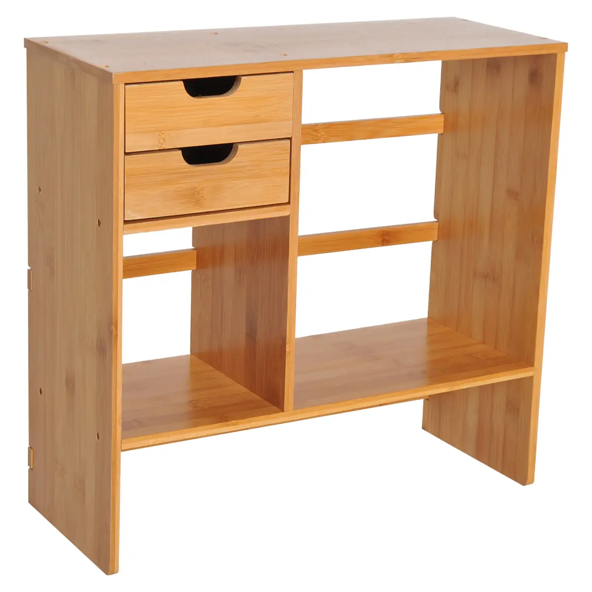 Desk Organiser Desktop Bookshelf 180 Degree Rotatable 2 Drawers Bamboo HOMCOM