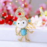 Diamond Couple Monkey Car Key Ring Charge Hub X