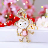 Diamond Couple Monkey Car Key Ring Charge Hub X