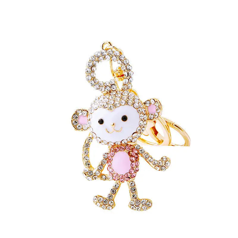 Diamond Couple Monkey Car Key Ring Charge Hub X