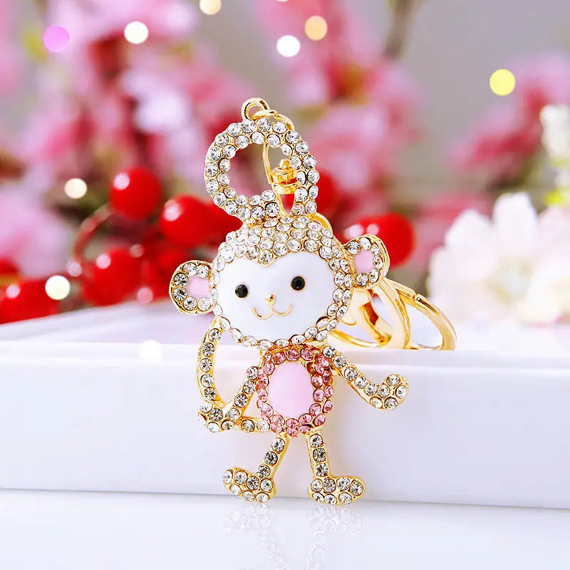 Diamond Couple Monkey Car Key Ring Charge Hub X