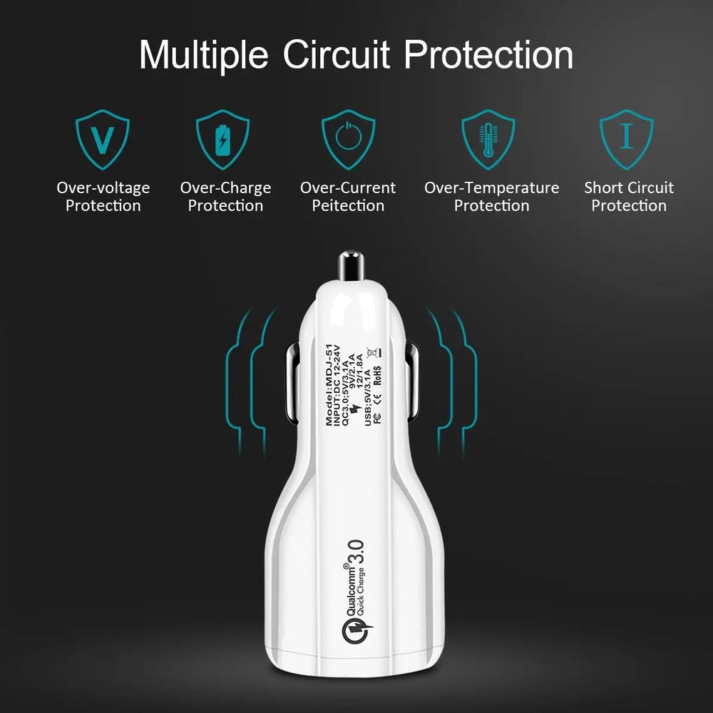 Dual USB Quick Charge Car Charger for Fast Charging Charge Hub X