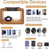 Multifunctional Bamboo Table Lamp Alarm Clock Wireless Charger - Charge Hub X