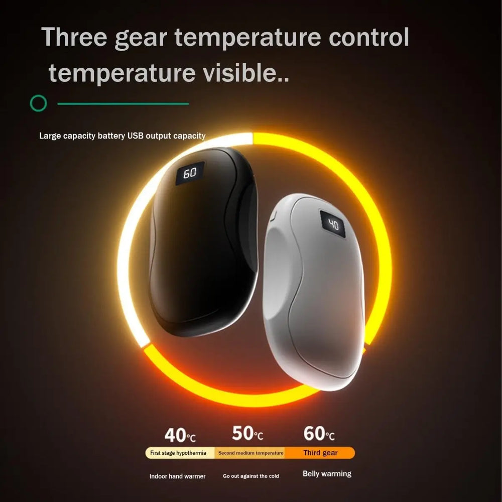 Electric Hand Warmer & Power Bank – USB Rechargeable Digital Display for Winter Outdoors - Charge Hub X