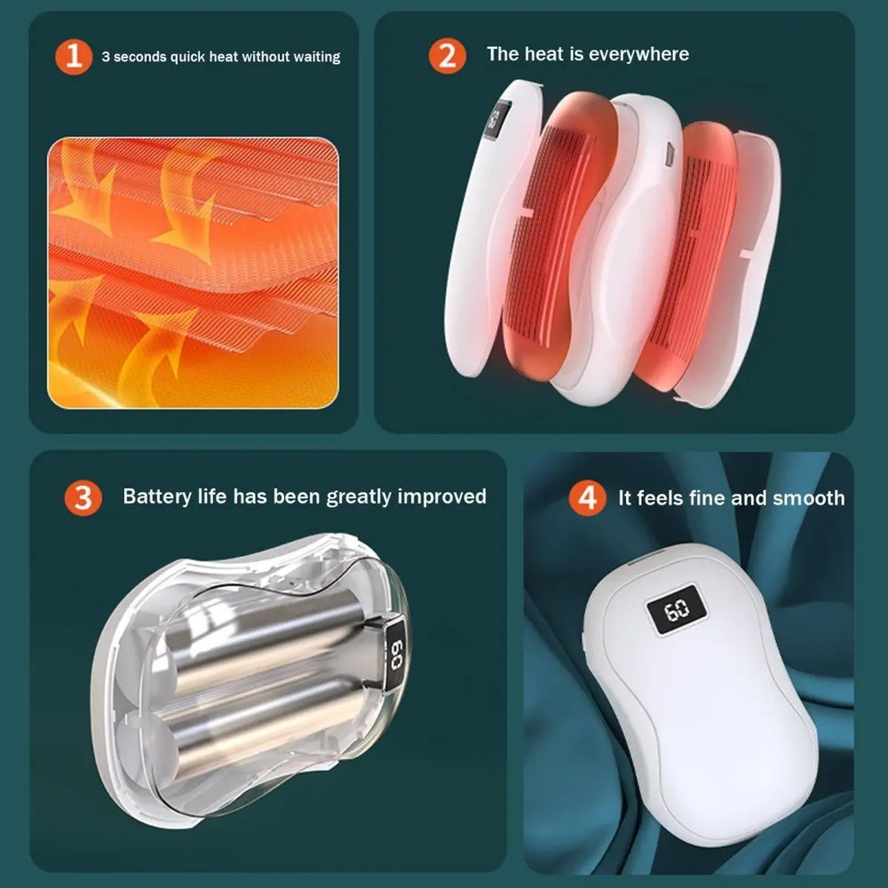 Electric Hand Warmer & Power Bank – USB Rechargeable Digital Display for Winter Outdoors - Charge Hub X