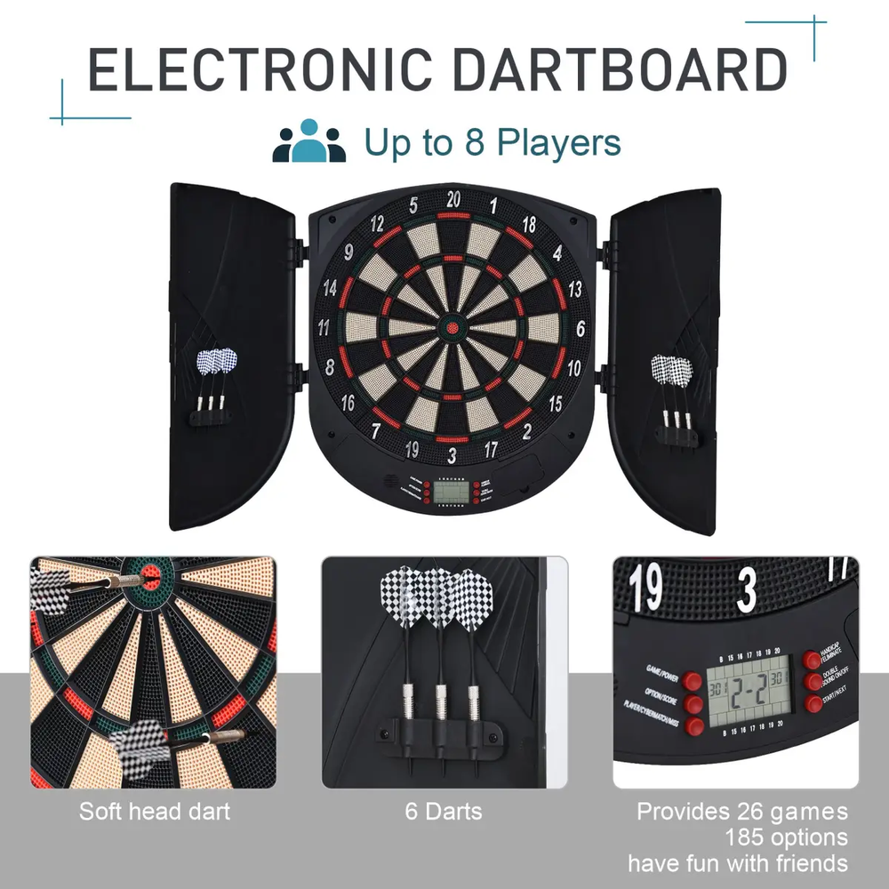 Electronic Dartboard Set 26 Games and 185 Variations with 6 Darts Unbranded