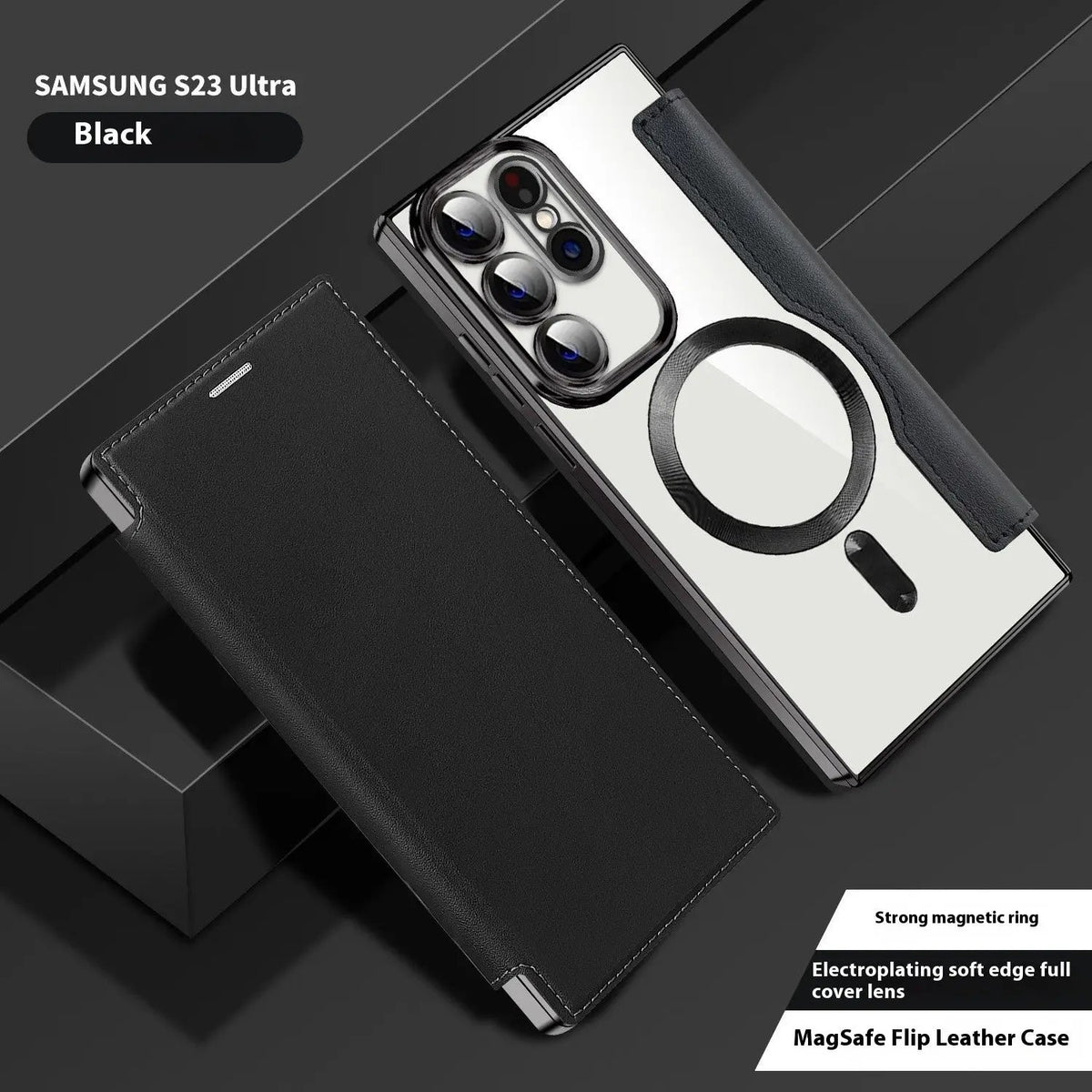 Electroplated Wireless Magnetic Business Flip Leather Case Charge Hub X