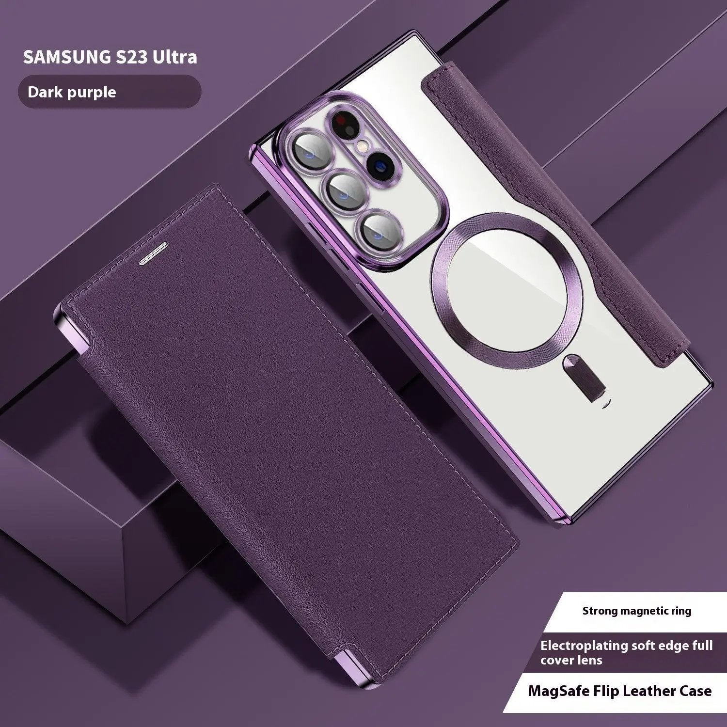 Electroplated Wireless Magnetic Business Flip Leather Case Charge Hub X