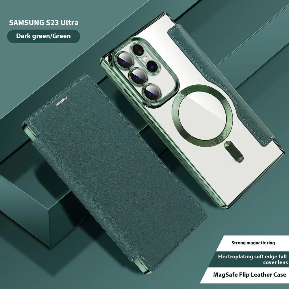 Electroplated Wireless Magnetic Business Flip Leather Case Charge Hub X