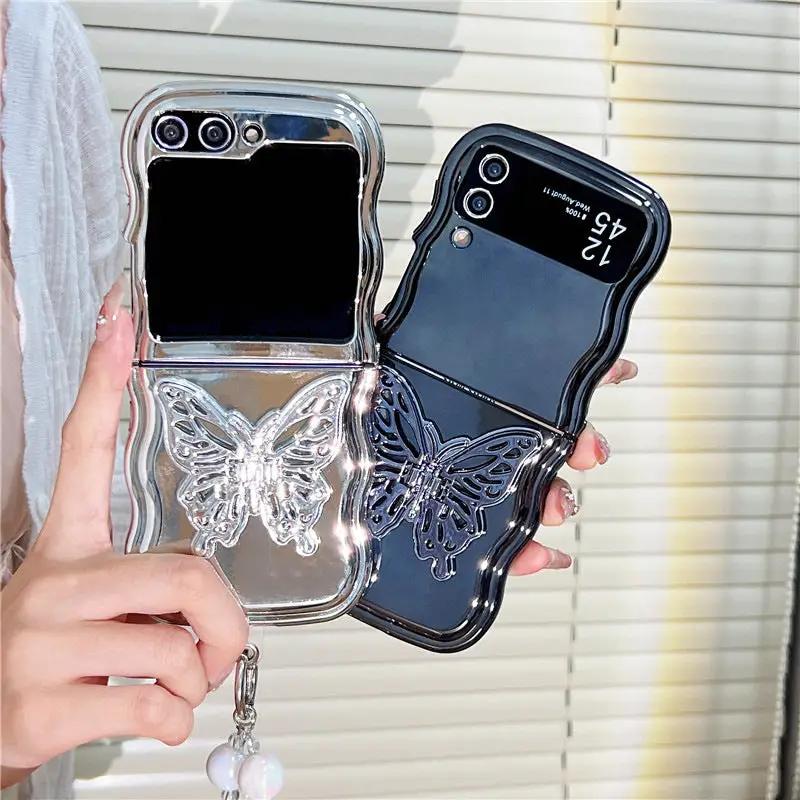 Electroplating Wave Edge Folding Soft Shell Three-dimensional Butterfly Bracket Charge Hub X