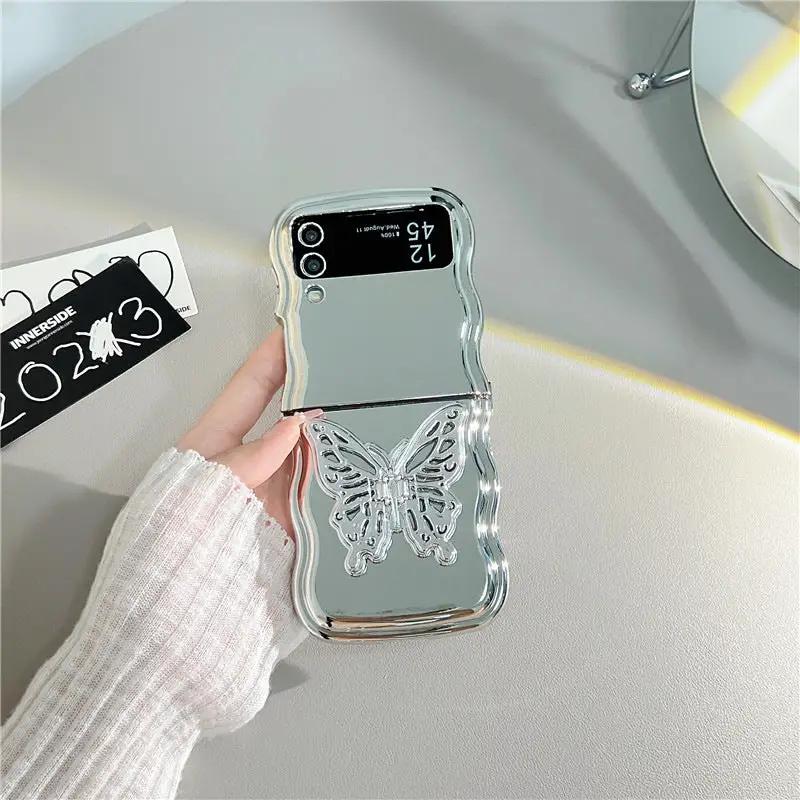 Electroplating Wave Edge Folding Soft Shell Three-dimensional Butterfly Bracket Charge Hub X