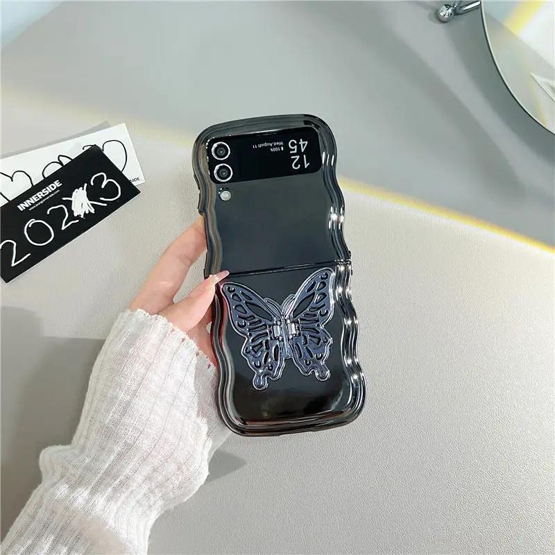 Electroplating Wave Edge Folding Soft Shell Three-dimensional Butterfly Bracket Charge Hub X