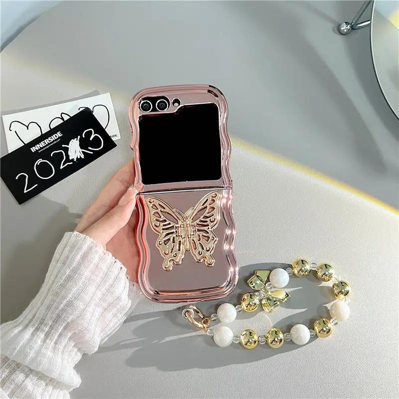 Electroplating Wave Edge Folding Soft Shell Three-dimensional Butterfly Bracket Charge Hub X