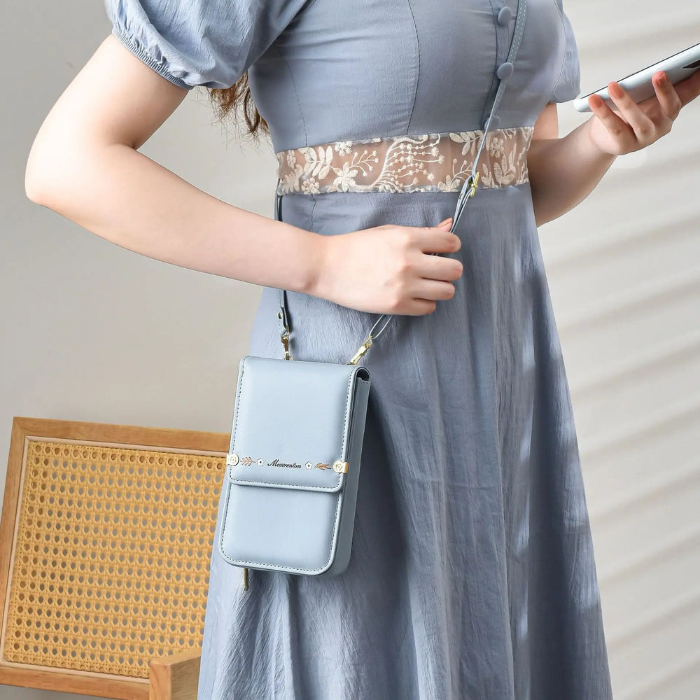 Flowers Embroidery Mobile Phone Bags For Women Ins Fashion Crossbody Shoulder Bag Ladies Long Wallet Charge Hub X