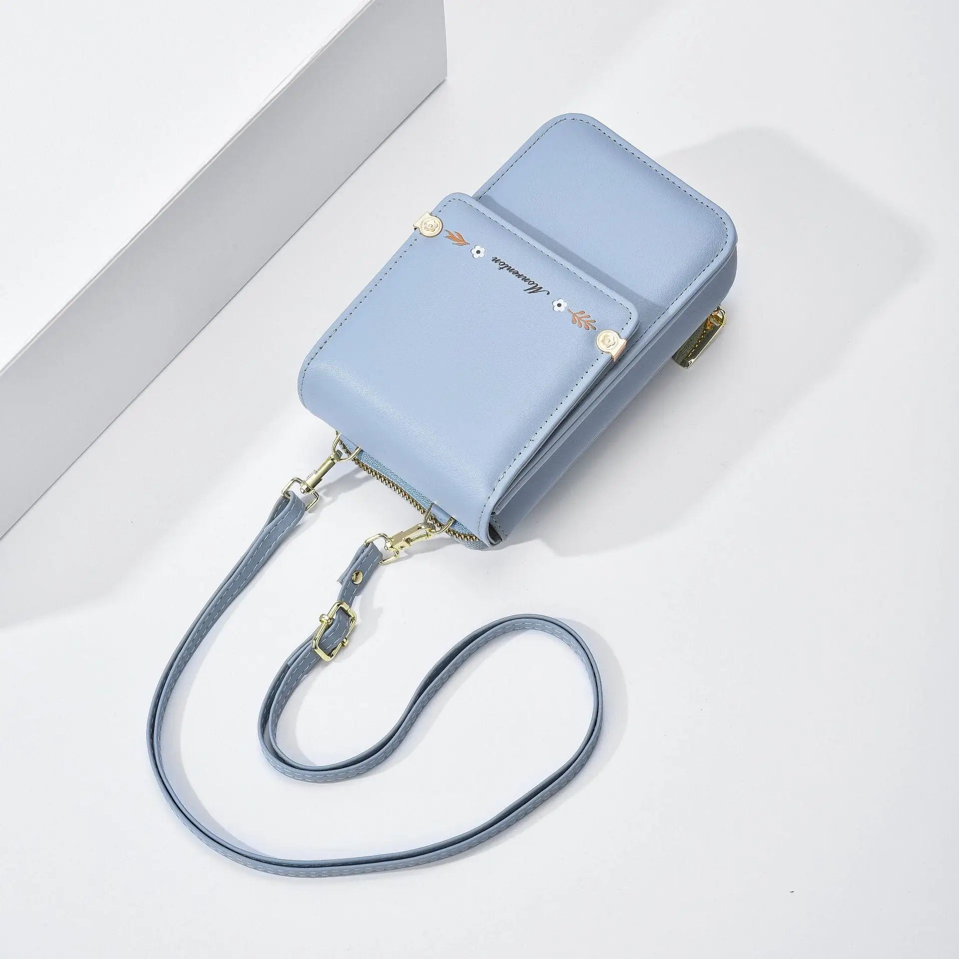 Flowers Embroidery Mobile Phone Bags For Women Ins Fashion Crossbody Shoulder Bag Ladies Long Wallet Charge Hub X