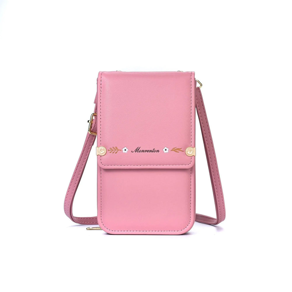 Flowers Embroidery Mobile Phone Bags For Women Ins Fashion Crossbody Shoulder Bag Ladies Long Wallet Charge Hub X