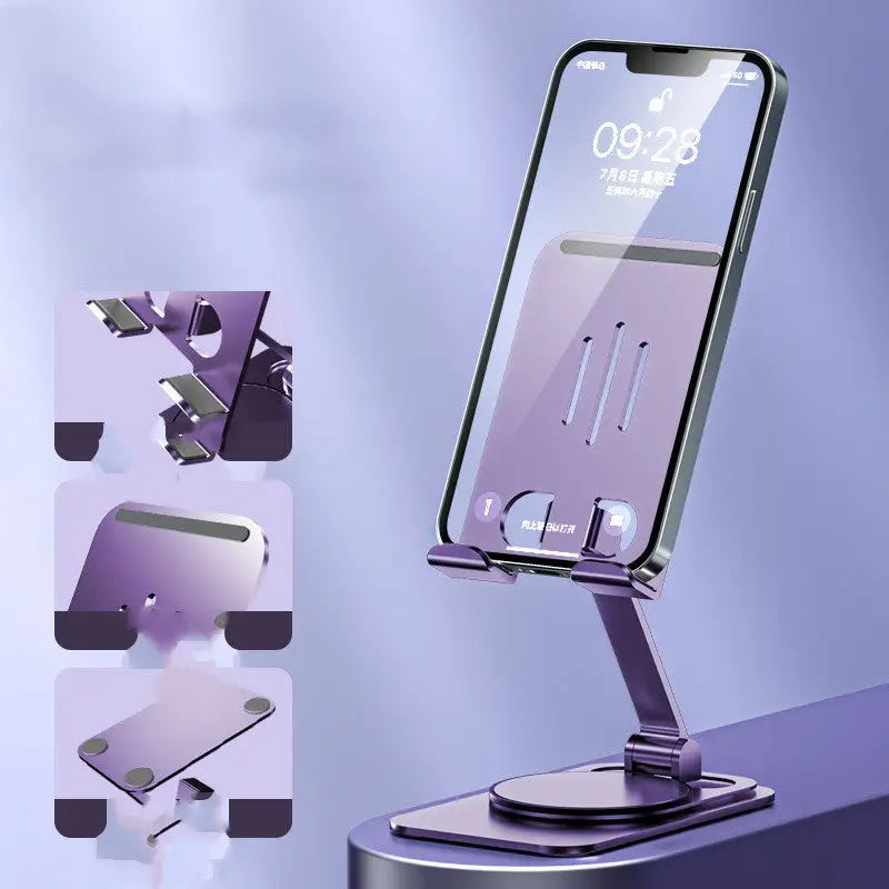 Foldable Aluminum Alloy Rotating Mobile Phone Stand – Desktop Holder Bracket Charge Hub X