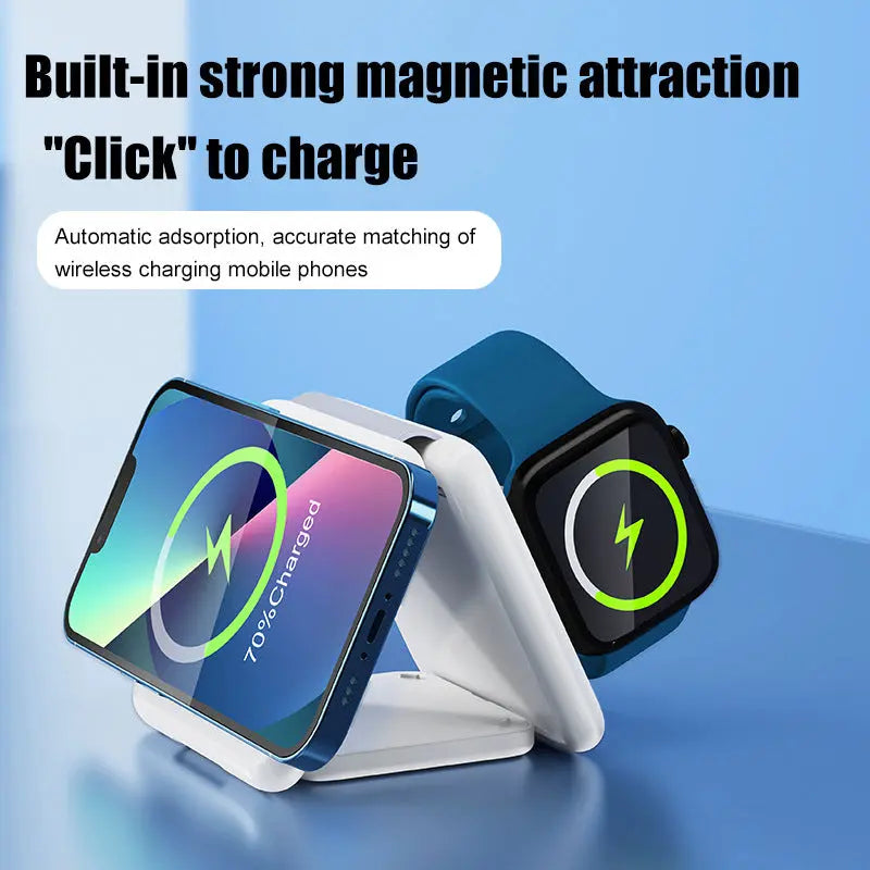 Folding Magnetic Suction Wireless Charger 3-in-1 Charge Hub X