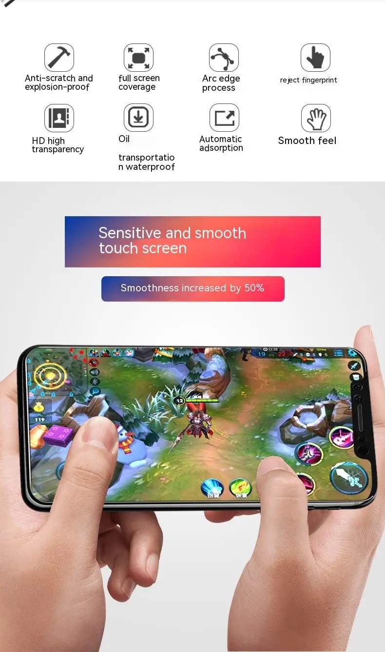 HD Tempered Glass Screen Protector For Mobile Phone Charge Hub X