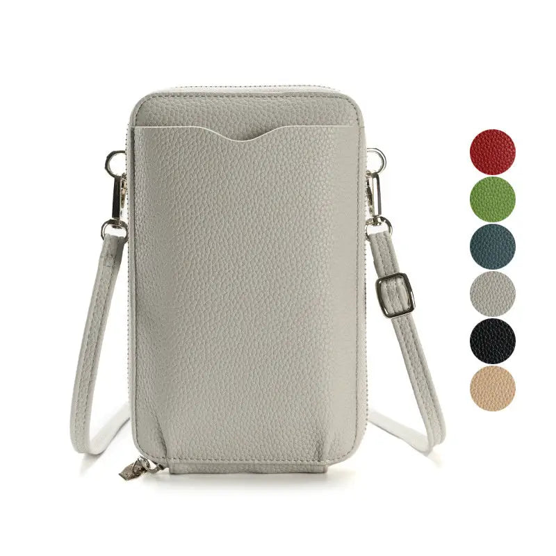 High-quality Lychee Pattern Mobile Phone Bags Women Small Crossbody Shoulder Bag Long Wallet Charge Hub X