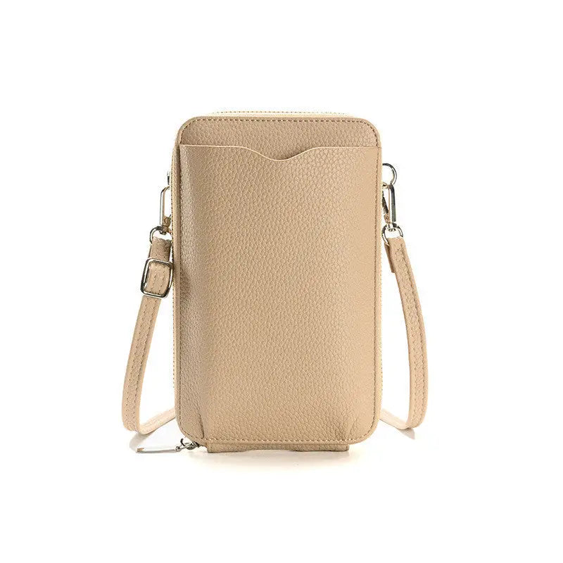 High-quality Lychee Pattern Mobile Phone Bags Women Small Crossbody Shoulder Bag Long Wallet Charge Hub X