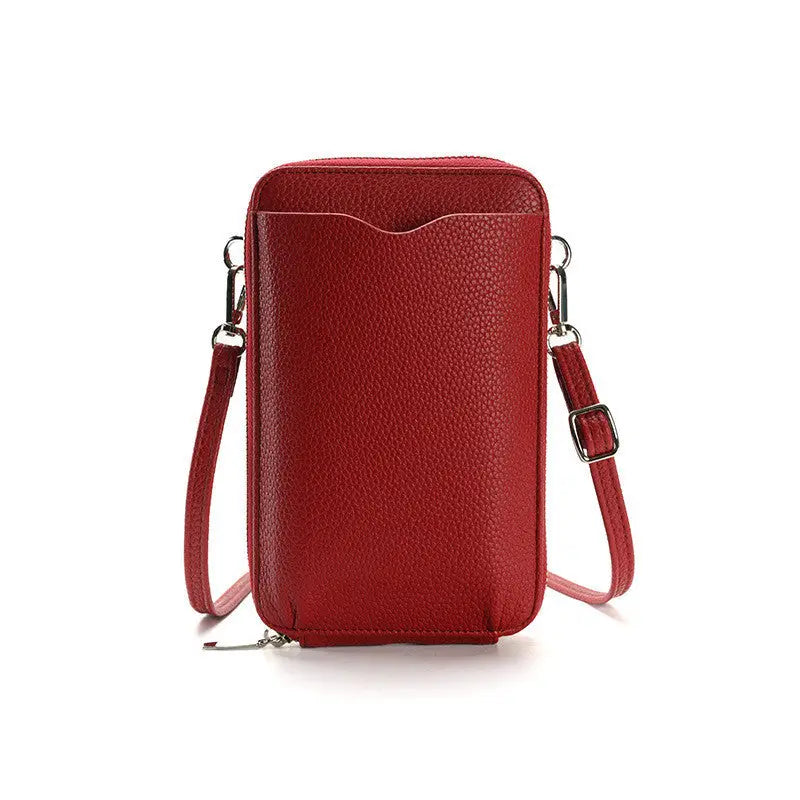 High-quality Lychee Pattern Mobile Phone Bags Women Small Crossbody Shoulder Bag Long Wallet Charge Hub X