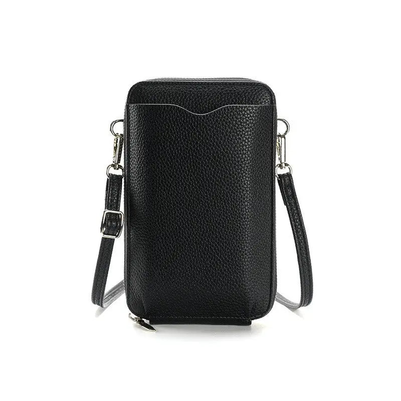 High-quality Lychee Pattern Mobile Phone Bags Women Small Crossbody Shoulder Bag Long Wallet Charge Hub X