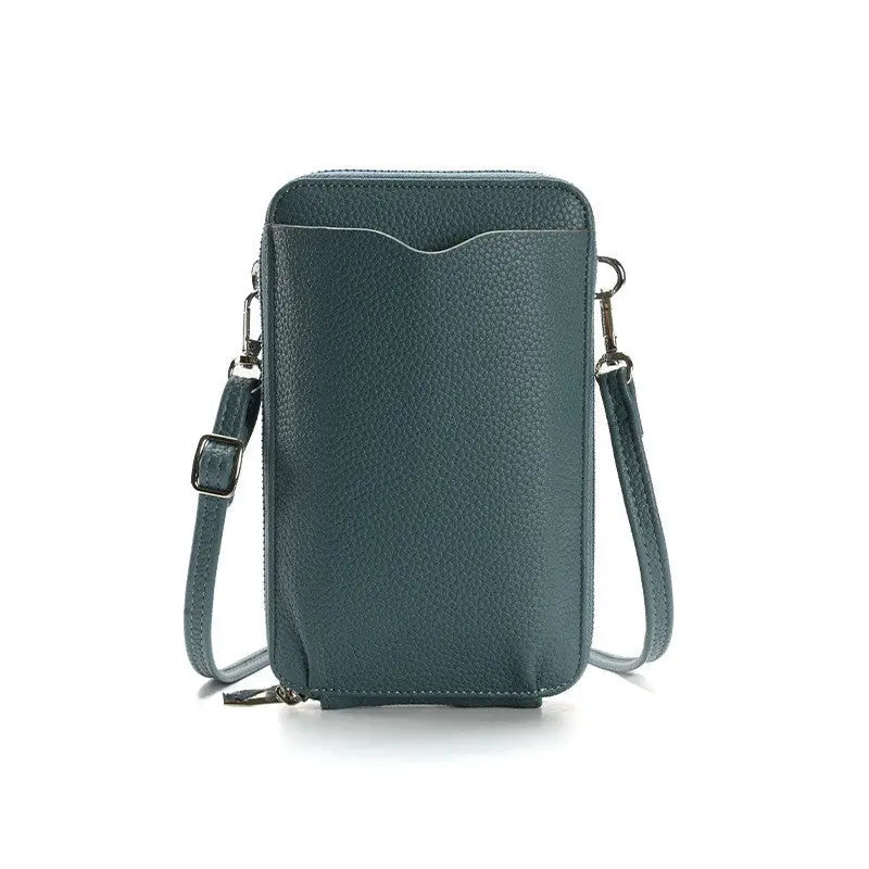 High-quality Lychee Pattern Mobile Phone Bags Women Small Crossbody Shoulder Bag Long Wallet Charge Hub X
