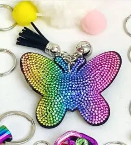 Home Fashion Simple Two-color Butterfly Shape Flannel Hot Drilling Handbag Pendant Charge Hub X