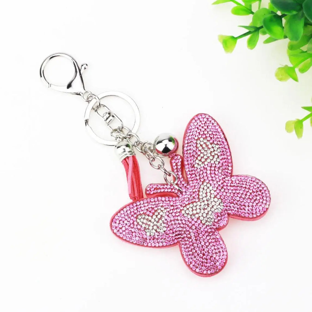 Home Fashion Simple Two-color Butterfly Shape Flannel Hot Drilling Handbag Pendant Charge Hub X