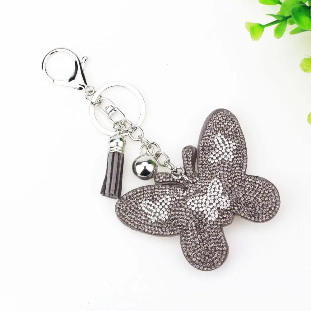 Home Fashion Simple Two-color Butterfly Shape Flannel Hot Drilling Handbag Pendant Charge Hub X