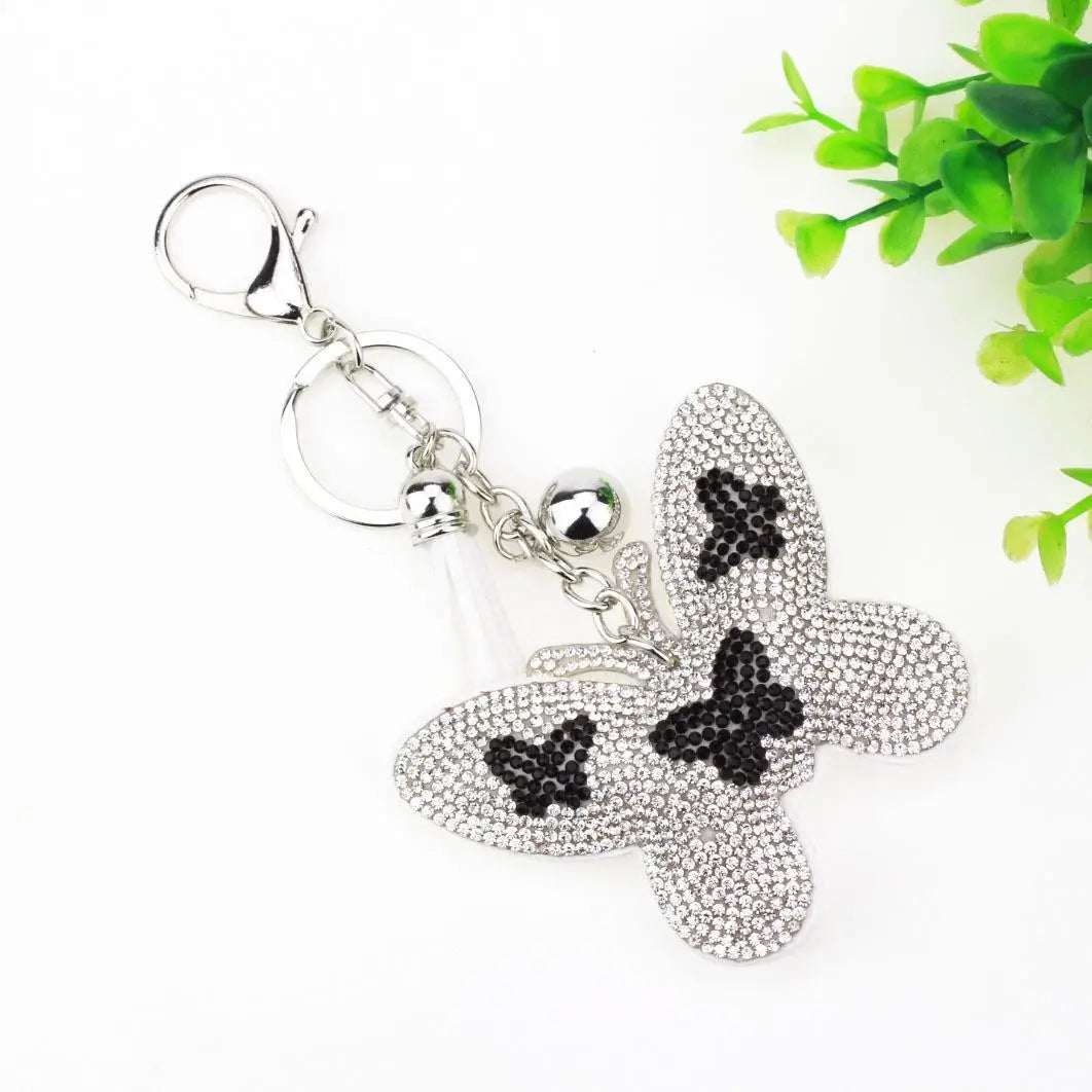 Home Fashion Simple Two-color Butterfly Shape Flannel Hot Drilling Handbag Pendant Charge Hub X