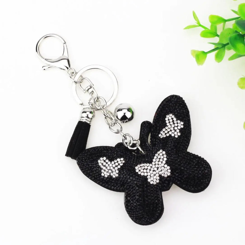 Home Fashion Simple Two-color Butterfly Shape Flannel Hot Drilling Handbag Pendant Charge Hub X