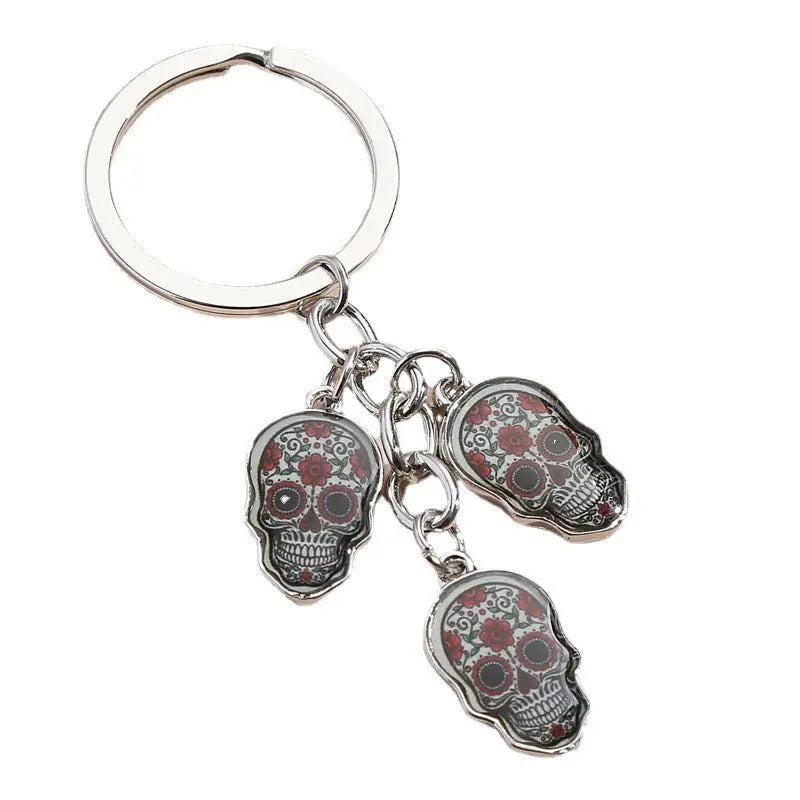 Hot Selling Dripping Oil Alloy Colorful Owl Ladybug Dark Flower Ghost Face Keychain Bag Ornaments Charge Hub X