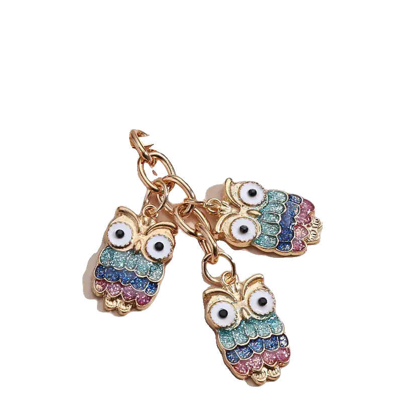 Hot Selling Dripping Oil Alloy Colorful Owl Ladybug Dark Flower Ghost Face Keychain Bag Ornaments Charge Hub X