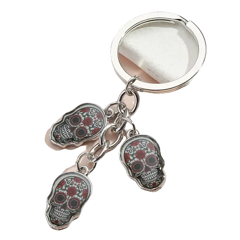 Hot Selling Dripping Oil Alloy Colorful Owl Ladybug Dark Flower Ghost Face Keychain Bag Ornaments Charge Hub X