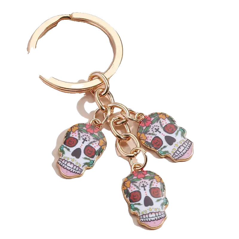 Hot Selling Dripping Oil Alloy Colorful Owl Ladybug Dark Flower Ghost Face Keychain Bag Ornaments Charge Hub X