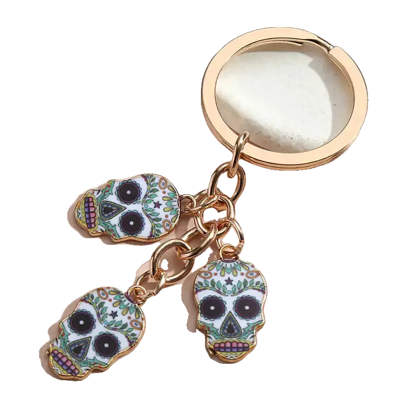 Hot Selling Dripping Oil Alloy Colorful Owl Ladybug Dark Flower Ghost Face Keychain Bag Ornaments Charge Hub X
