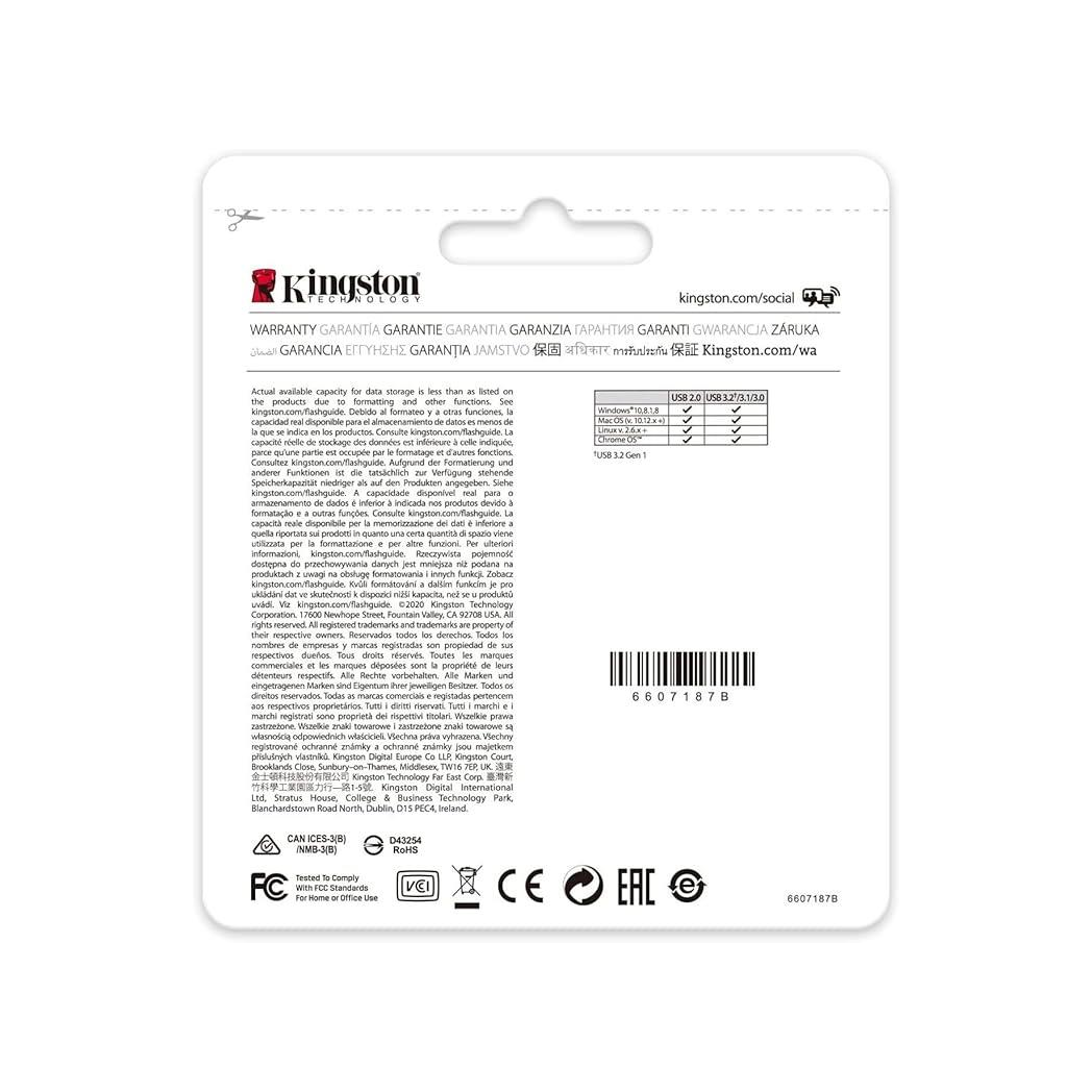 Kingston DataTraveler Kyson USB 3.2 Gen 1 Flash Drive 32GB - Stylish Capless Metal Case Kingston