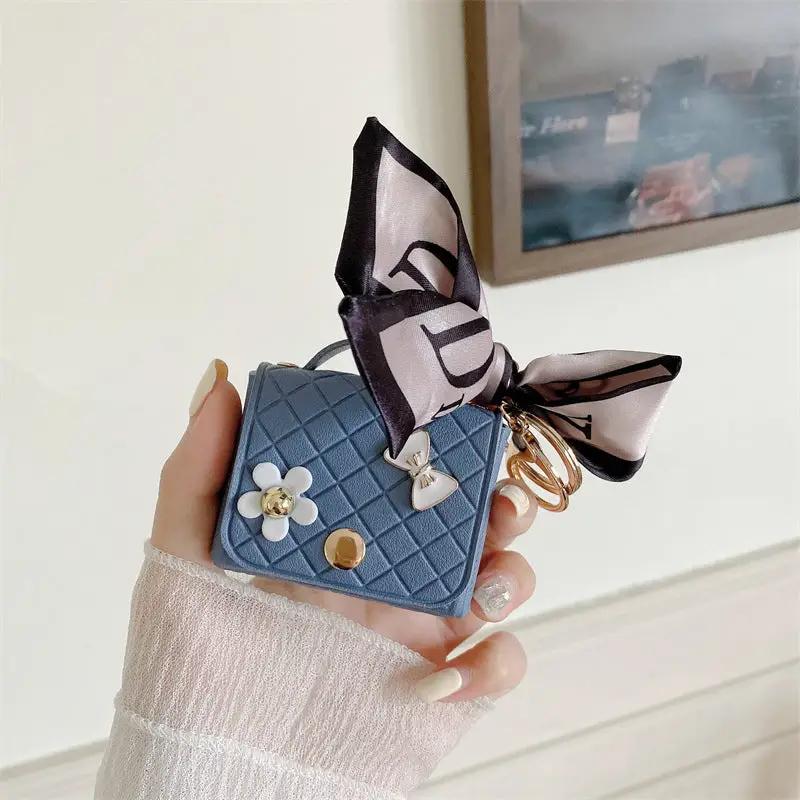 Korean Style Silk Scarf Earphone Bag Charge Hub X