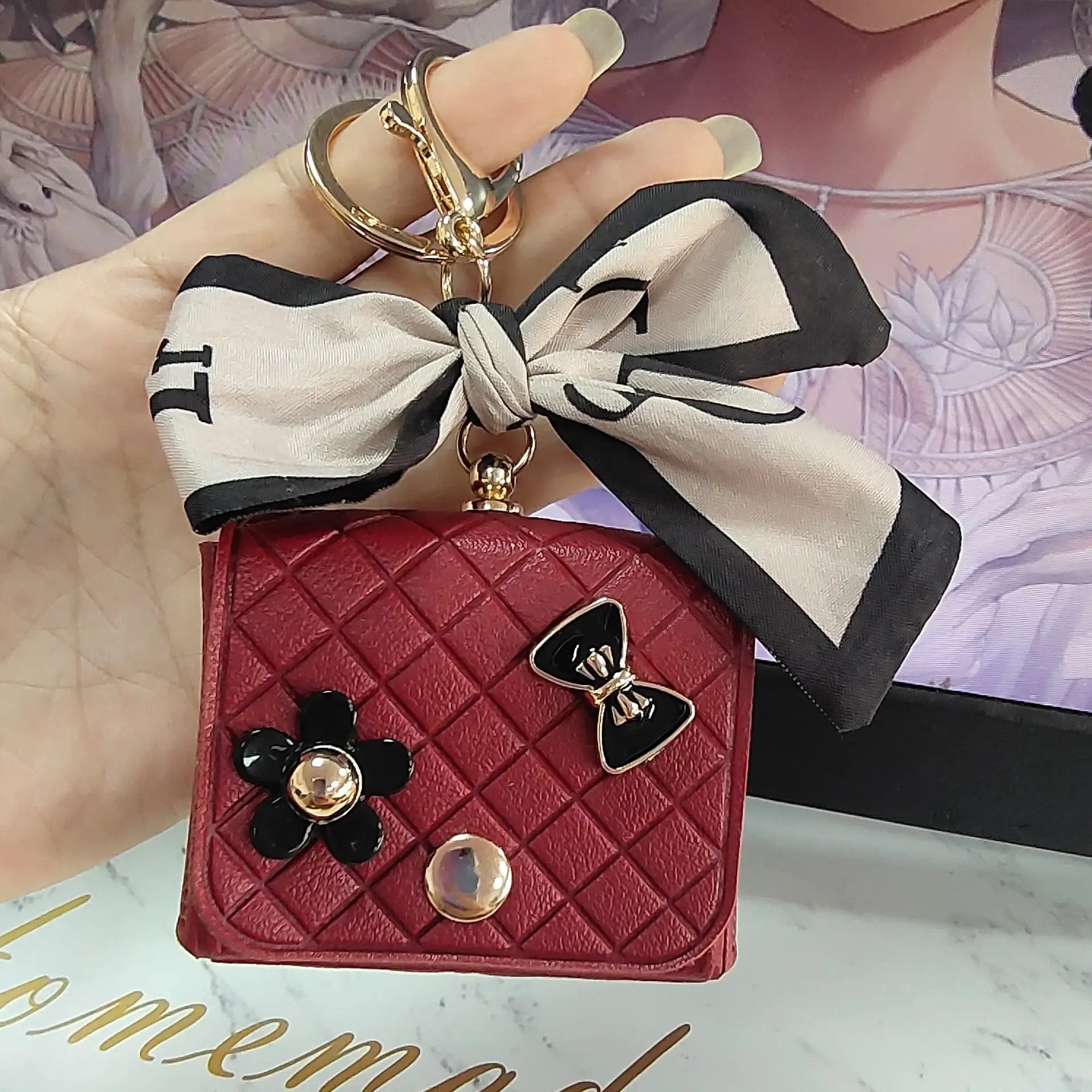 Korean Style Silk Scarf Earphone Bag Charge Hub X