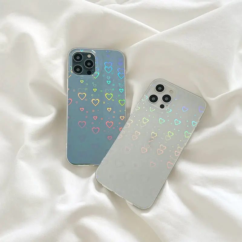 Laser Colorful Love For Double-sided Coated Silicone Phone Case Charge Hub X